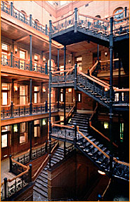 The cascading marble stairs of the atrium