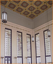 The 27th floor Observation Room decorative painted ceiling and light fixtures have been restored